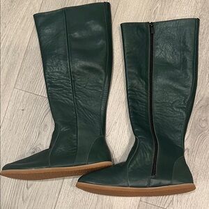 Forest Green Handmade Leather Zero Drop Boots